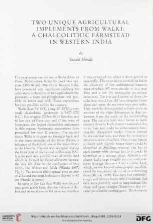 Two unique agricultural implements from Walki : a chalcolithic farmstead in Western India