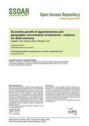 Economic growth of agglomerations and geographic concentration of industries - evidence for West Germany