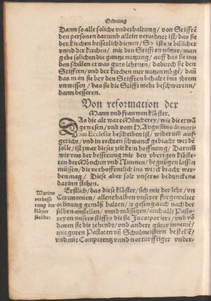 Von refomation der Mann und frauwen klöster.
