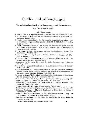 Die griechischen Studien in Renaissance und Humanismus