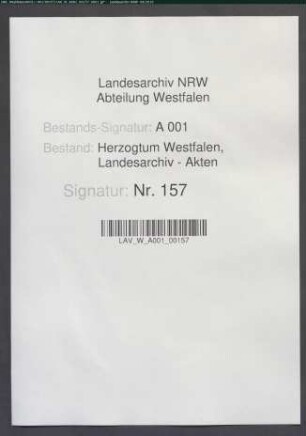 Pacht-Rechnung der Oberkellnerei Arnsberg