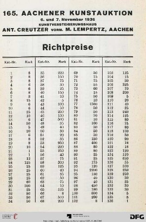 Richtpreise