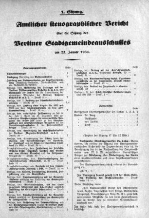 Sitzung 1, 25. Januar 1934