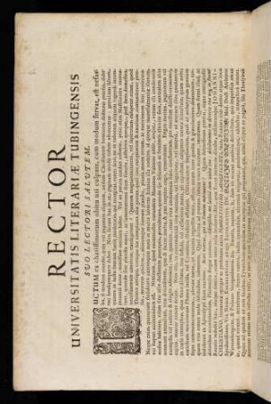 Rector Universitatis Literariae Tubingensis Svo Lectori Salvtem