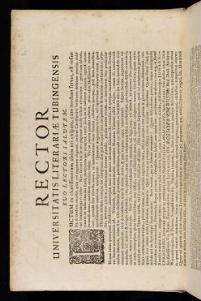 Rector Universitatis Literariae Tubingensis Svo Lectori Salvtem