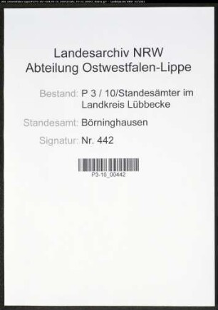 Heiratsregister Standesamt Börninghausen