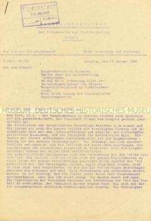 Interner Nachrichtendienst der Stadtverwaltung Leipzig u.a. zur Jahresbotschaft von US-Prädident Truman ("Nur für den Dienstgebrauch")
