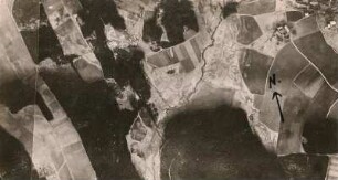Tal des Saidenbaches mit den letzten Häusern am Südende von Niedersaida. Luftbild-Senkrechtaufnahme (AH. Marienberg)