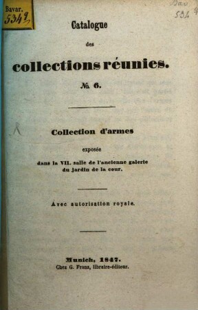 Catalogue des collections réunies, 6