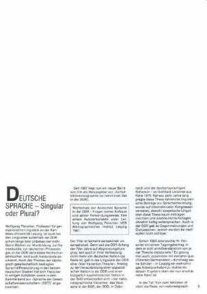 Deutsche Sprache : Singular oder Plural?