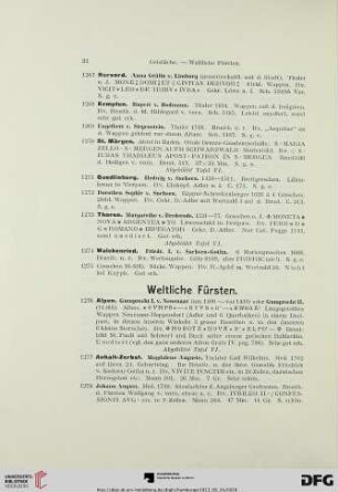 Weltliche Fürsten (Nr. 1276-1626)