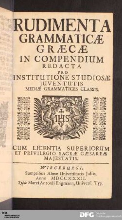 Rudimenta Grammaticae Graecae.