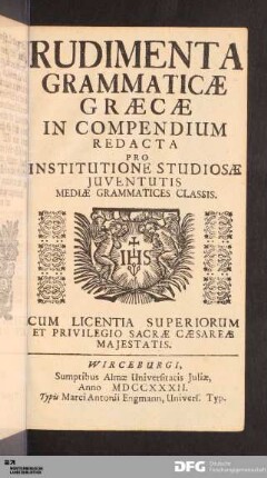 Rudimenta Grammaticae Graecae.