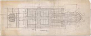 Döllgast, Hans; Prichsenstadt (Bayern); Ev. Pfarrkirche mit Jugendheim - Orgelempore; Kirche (Wandabwicklung; Grundriss)