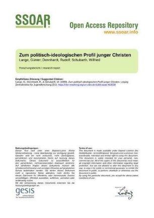Zum politisch-ideologischen Profil junger Christen
