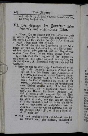 VI. Von Fügungen der Zeitwörter insbesondere, mit verschiedenen Fällen.