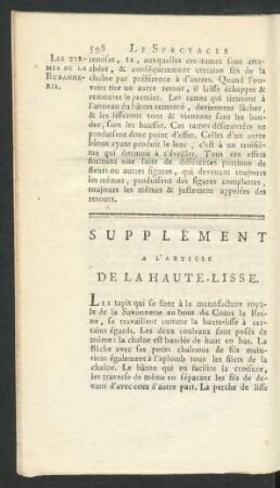 Supplément a l'article de la haute-lisse.
