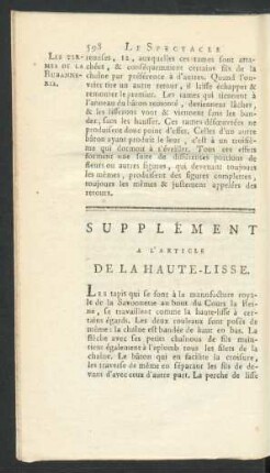 Supplément a l'article de la haute-lisse.
