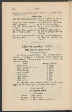 Lição sexagesima quinta. - Dos verbos unipessoaes. (Unpersönliche Zeitwörter.)