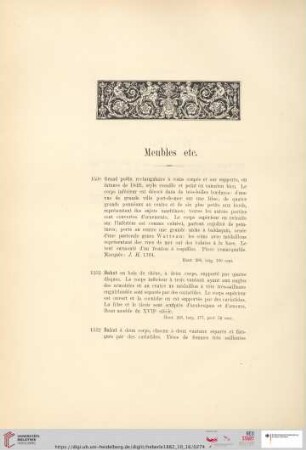 Meubles etc. (Nr. 1530 - 1544)