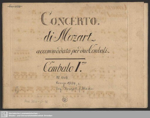 Concertos. Arr - Mus.3972-O-16 : cemb (2) - E|b; KV 449