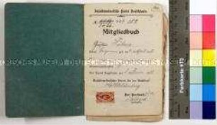 Mitgliedsbuch der Sozialdemokratischen Partei Deutschlands für den Bergmann Gustav Hübner