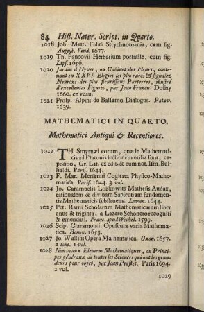 84-118, Mathematici in Quarto - Historiae Romanae Scriptores, in Quarto