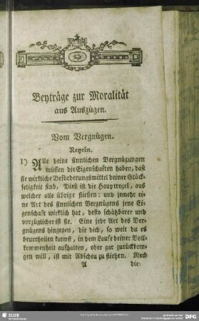 Beyträge zur Moralität in Auszügen