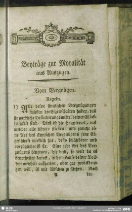 Beyträge zur Moralität in Auszügen