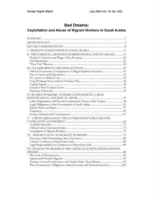 Bad dreams : exploitation and abuse of migrant workers in Saudi Arabia