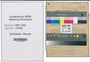 Entnazifizierung Werner Schweden , geb. 14.08.1898 (Schlosser)