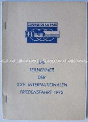 Teilnehmerverzeichnis der 25. Internationalen Friedensfahrt 1972