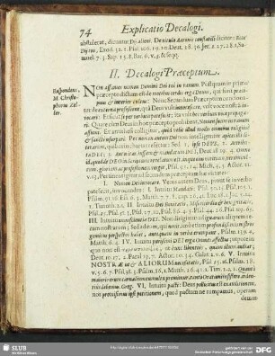 II. Decalogi Praeceptum