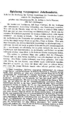 Spielzeug vergangener Jahrhunderte : Rede bei der Eröffnung der Berliner Ausstellung der Preußischen Landeszentrale für Säuglingsschutz