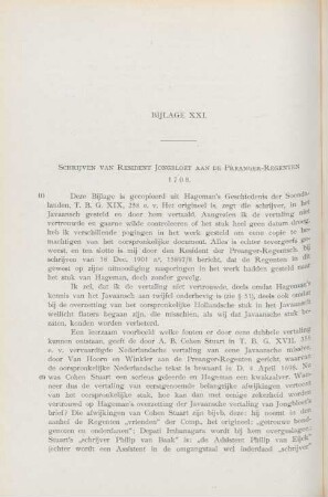 Bijlage XXI. Schrijven van Resident Jongbloet ..., 1708