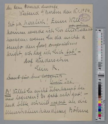 Brief an Konrad Ansorge