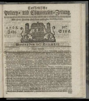50tes Stueck, Montag den 12ten December. 1768