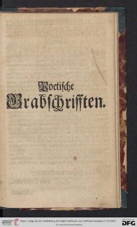Poetische Grabschrifften