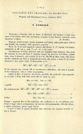 Soluzione di un problema di Geometria, proposte nell'Educaional Times.