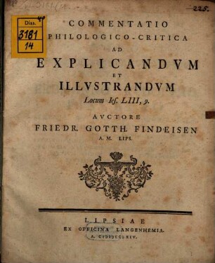 Commentatio philol. crit. ad explicandum et illustrandum locum Ies. LIII, 9