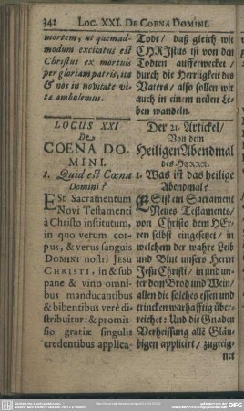 Locus XXI. De Coena Domini