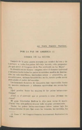 Por la paz de América