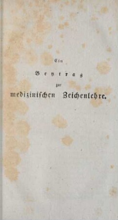 Ein Beytrag zur medizinischen Zeichenlehre