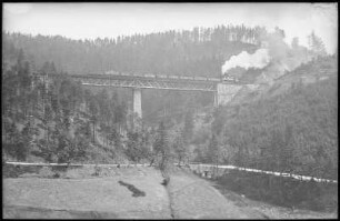 Moldaund Eisenbahnbrücke m. Zug zw. Moldau und Niklasberg