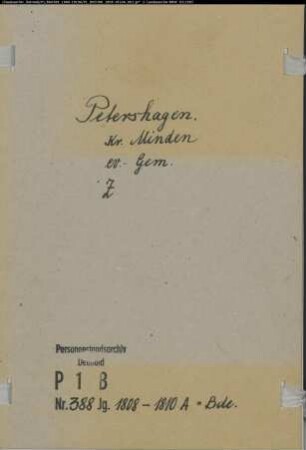 Zivilstandsregister der evangelischen Gemeinde Petershagen, Kreis Minden (A 1808-1810) (Gemeinde: Evangelische Gemeinden Petershagen)