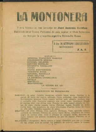 La montonera : poema heroico en tres jornadas