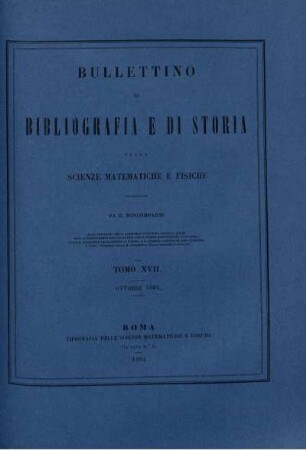 Tomo XVII. Ottobre 1884.