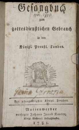 Gesangbuch zum gottesdienstlichen Gebrauch in den Königl. Preußl. Landen