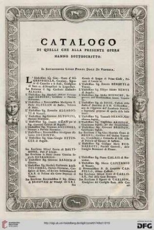Catalogo di quelli che alla presente opera hanno sottoscritto