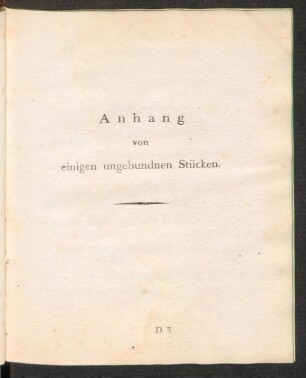 Anhang von einigen ungebundnen Stücken